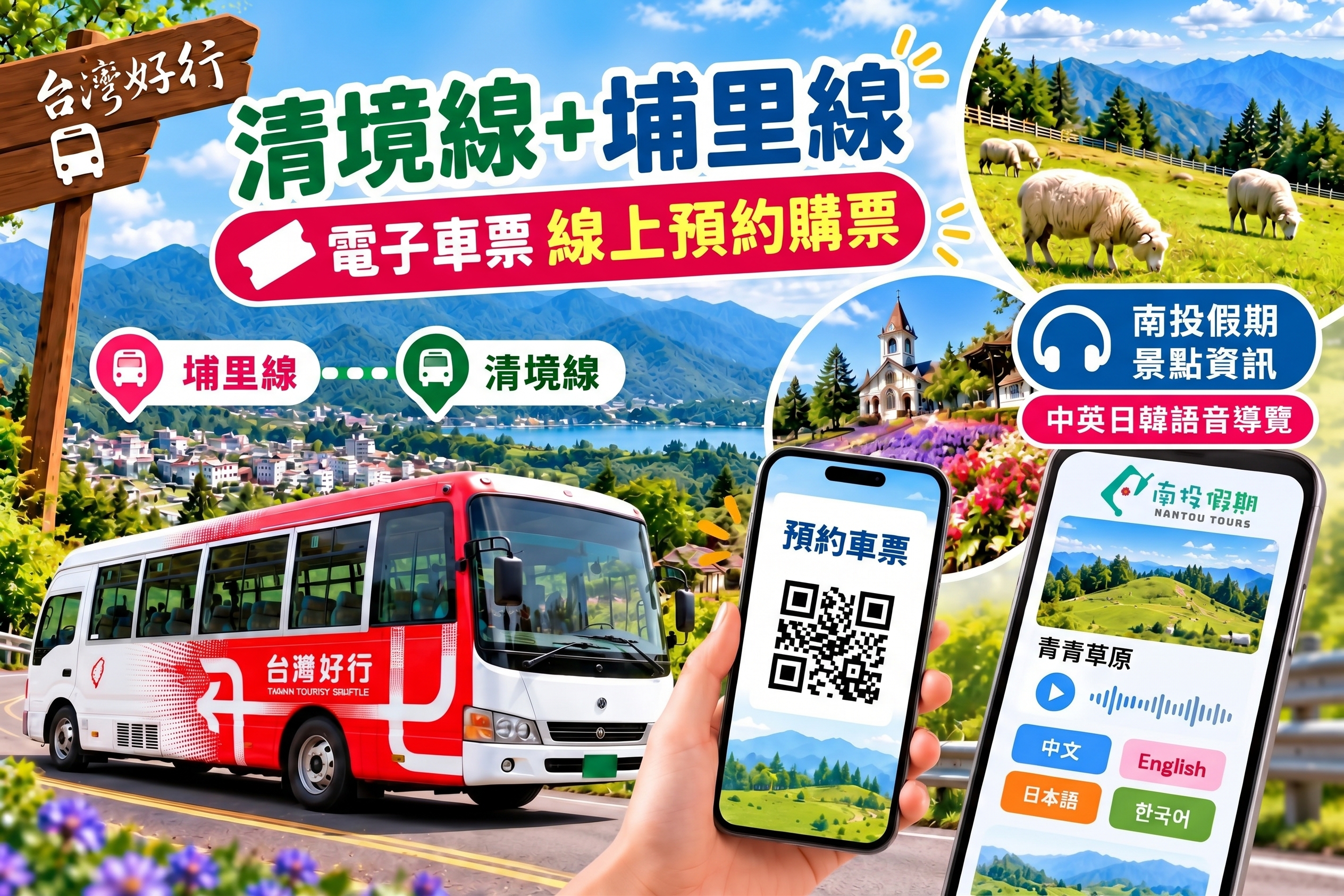 南投縣政府推動台灣好行清境線國際優化｜打造中英日韓多語友善旅遊服務提升國際旅客搭乘體驗